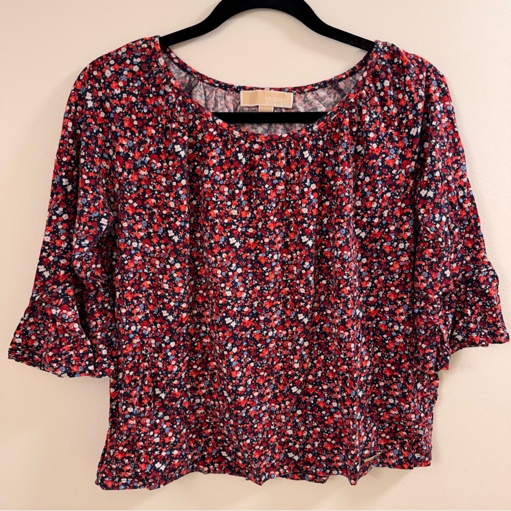 Michael Kors Flower Print Blouse Size Small